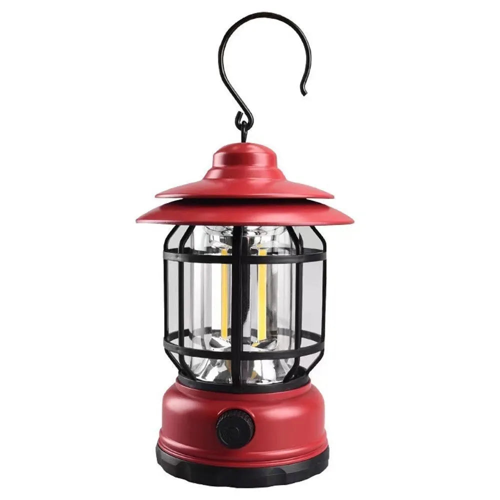 Portable head lamp camping lantern in dark green colour with bright LED light