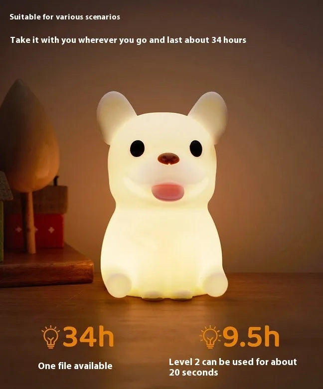 Silicone USB night light in a cartoon animal or zodiac design with dimming function.
