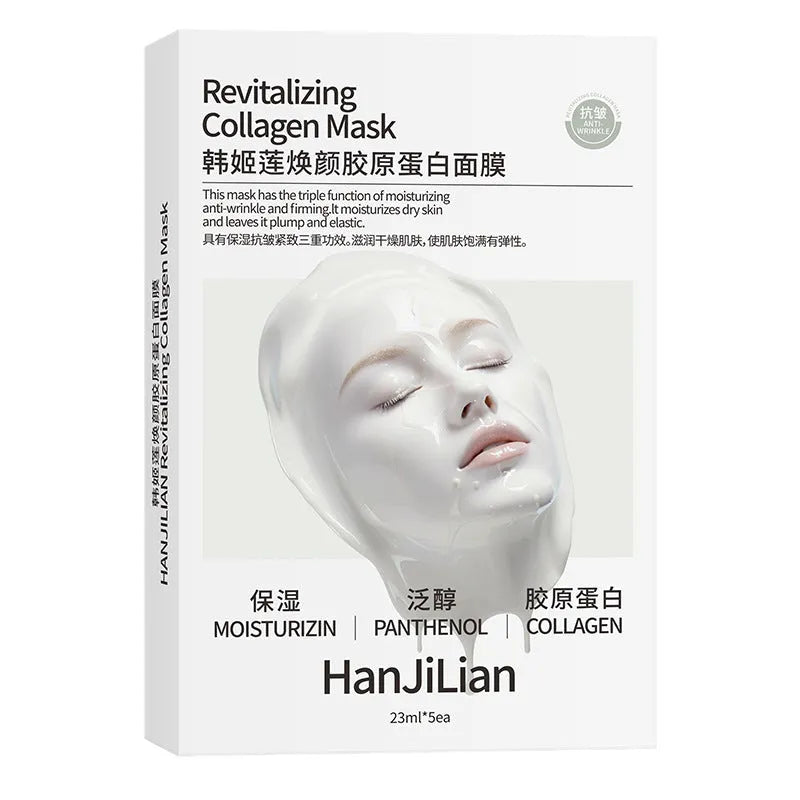 HANJILIAN collagen facial mask box with five 23ml hydrogel sheet masks for autumn and winter skincare