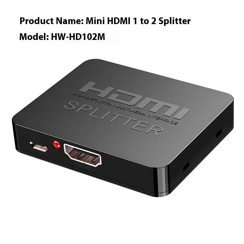 HDMI one-switch two-way frequency divider supporting 4K resolution with multiple interface options