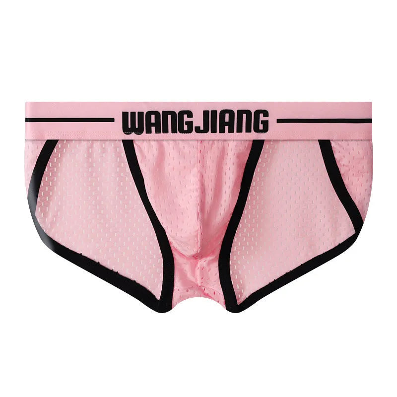 Men's ice silk mesh triangle underwear in solid colours with quick-drying breathable design