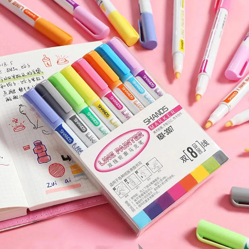 Set of Flash Color acrylic paint marker pens in assorted colours for crafts on glass, wood, and fabric.