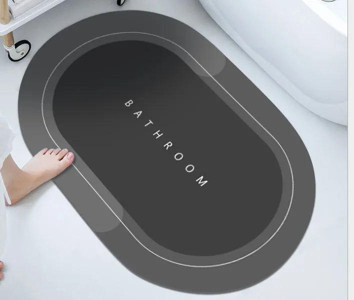 Modern simple diatom mud bathroom floor mat with non-slip rubber backing in Baikal blue colour.