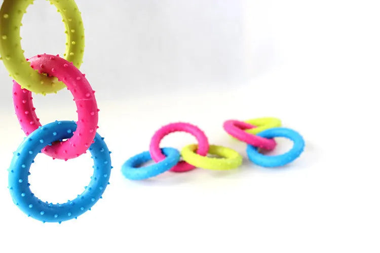 Three-chain rubber dog molar chew toy for aggressive chewers