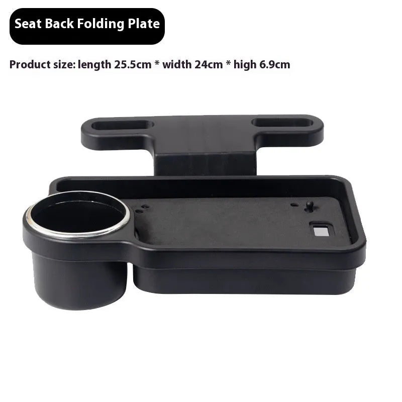 Black foldable car steering wheel tray with laptop and cup holder on a 42x28cm ABS surface