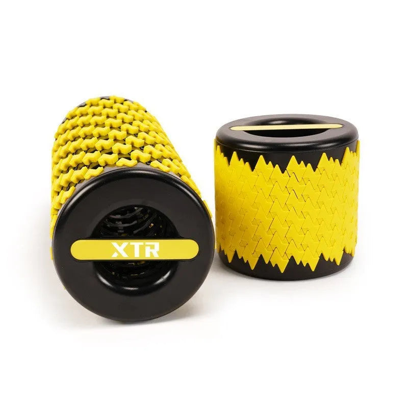 Adjustable telescopic foam roller in red, black, pink, and yellow colour options for muscle recovery.
