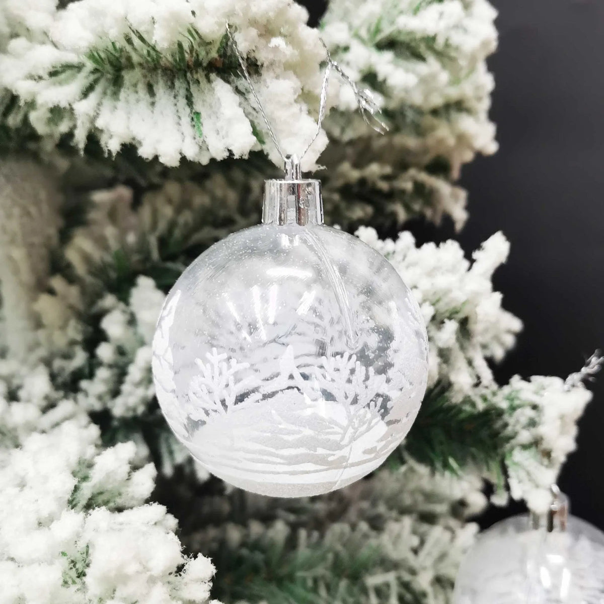 6cm transparent acrylic Christmas balls, set of 6, hand-painted in Style A or Style B