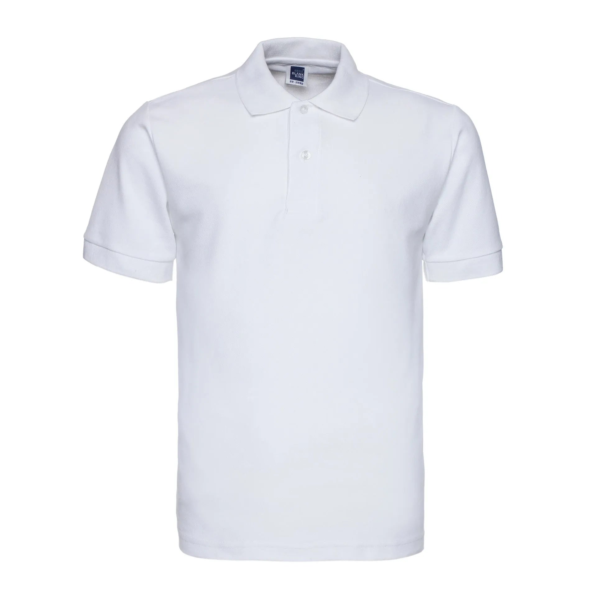 Solid colour lapel short sleeve polo shirt in cotton blend fabric available in multiple colours and plus sizes