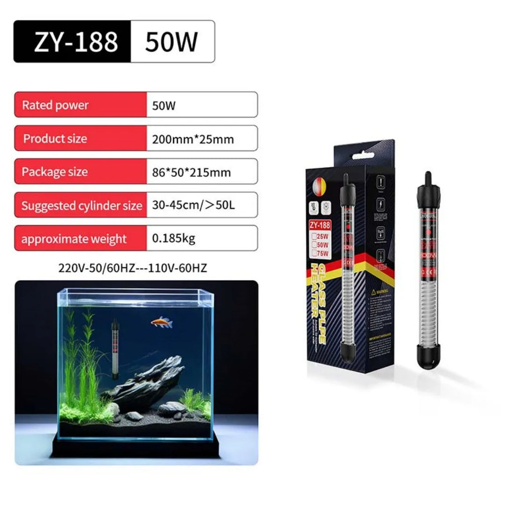 Fish tank glass pipe heater quartz thermostat submersible for aquarium fresh and sea water 100W