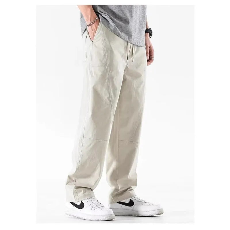 Casual cotton wide-leg trousers with pants-mouth design in milky white and black colours