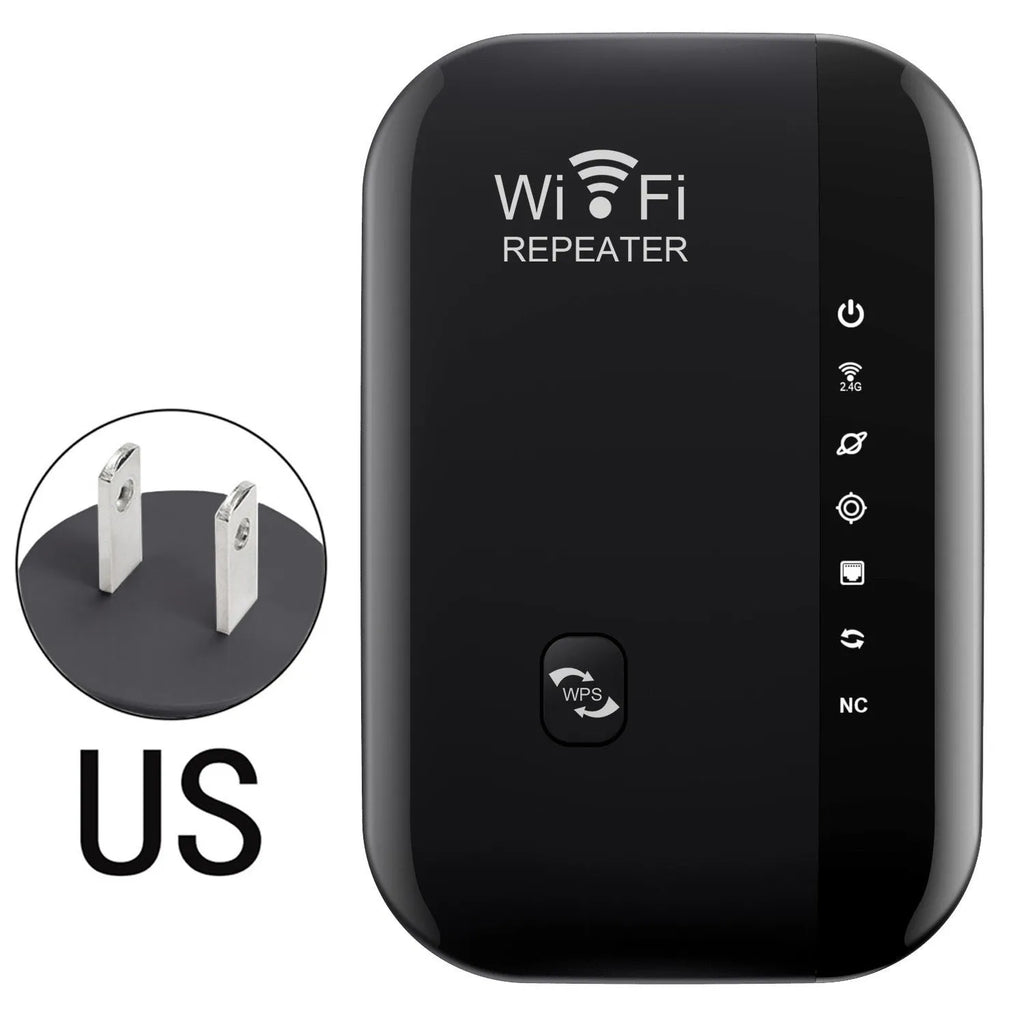 WiFi network extender with 10km range, WPS button, 2.4GHz, ABS body, black colour