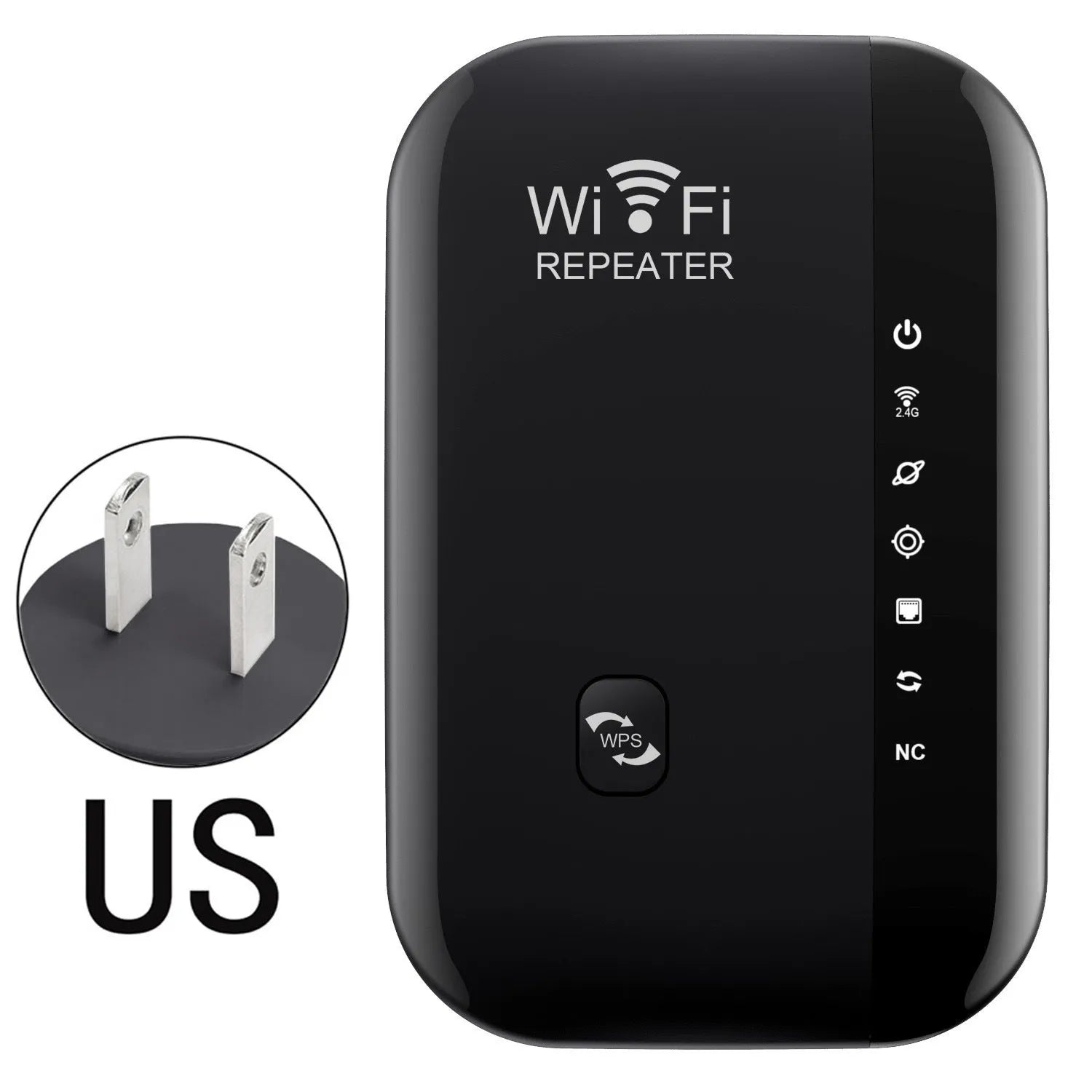 WiFi network extender with 10km range, WPS button, 2.4GHz, ABS body, black colour