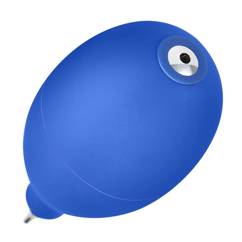 Blue and black rubber dust removal ball cleaning tool for cameras and phones.