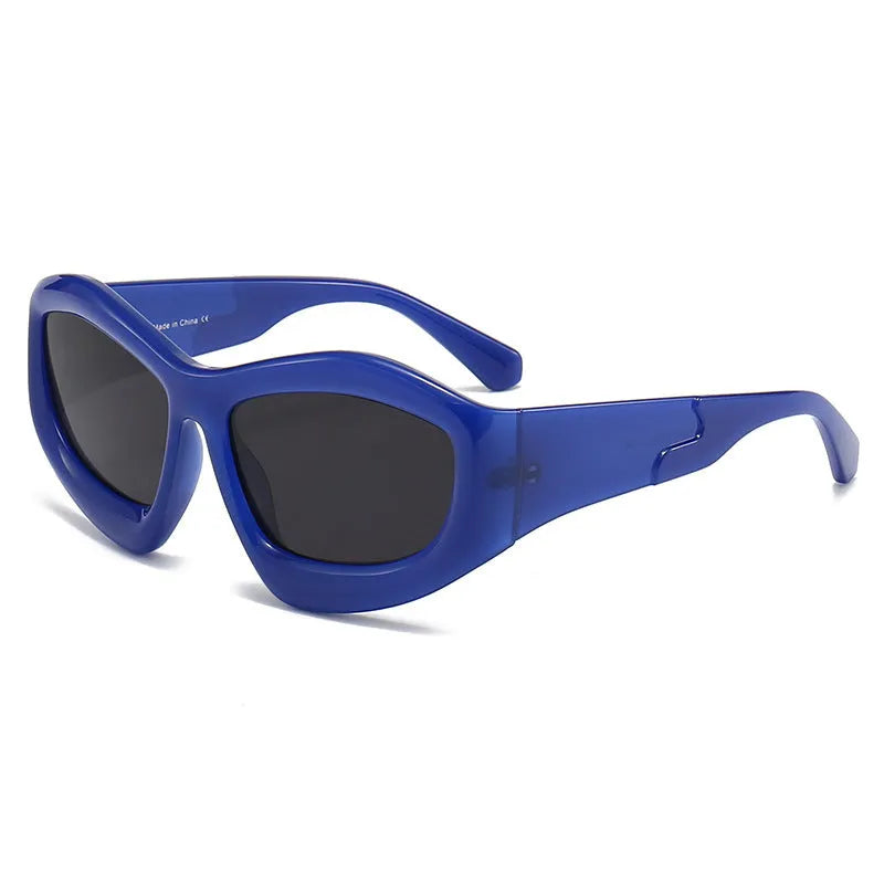 Concave shape sunglasses with bubble lens element in multiple colour options for outdoor sun protection