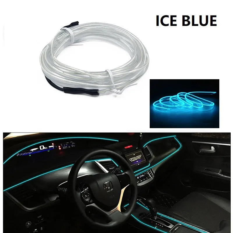 6-metre long flexible USB LED light strip for car interior ambient lighting in various colours