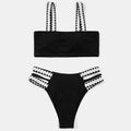 Black women's one-piece swimsuit with hollowed-out split briefs design