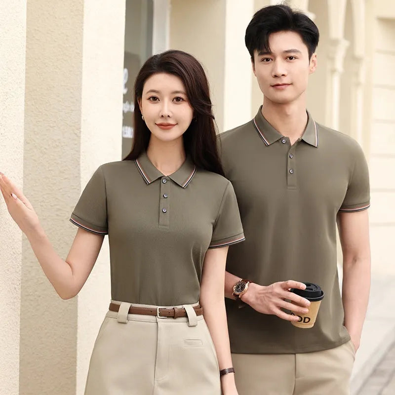 Ice silk polo shirt in solid colours with copper ammonia fibre fabric for work and leisure