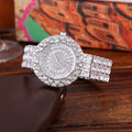 Diamond-studded rhinestone quartz full drill 43mm waterproof fashion watch with sapphire glass and alloy band