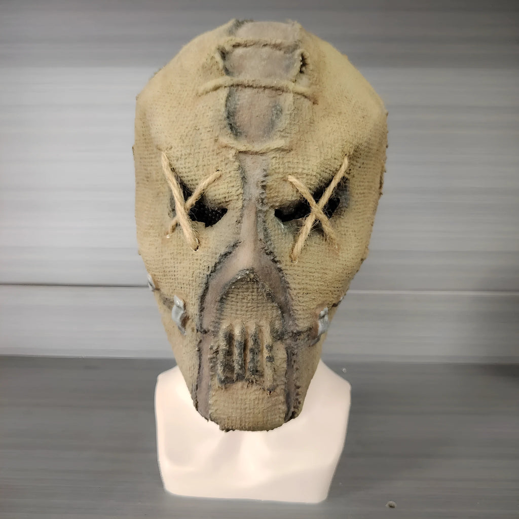 Latex Halloween mask featuring a detailed scar skull design, shown as a full head cover.
