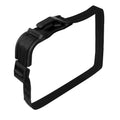 Pregnancy car seat belt adjuster showing raised buckle and strap on a car seat