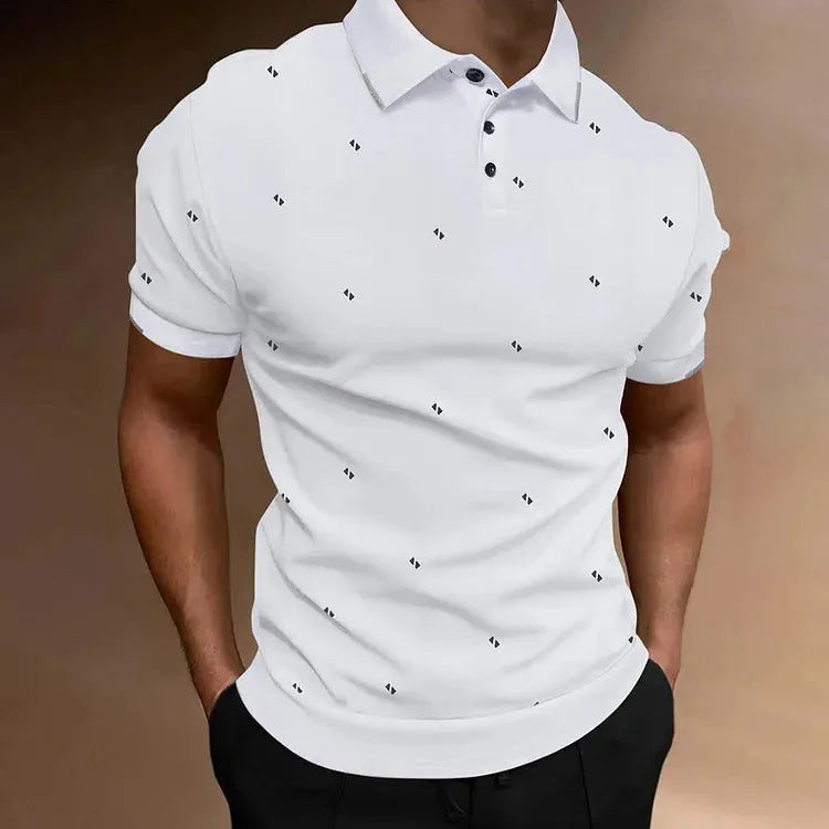Men's short sleeve digital print sports top in black, white, red, and dark blue, sizes S to 6XL