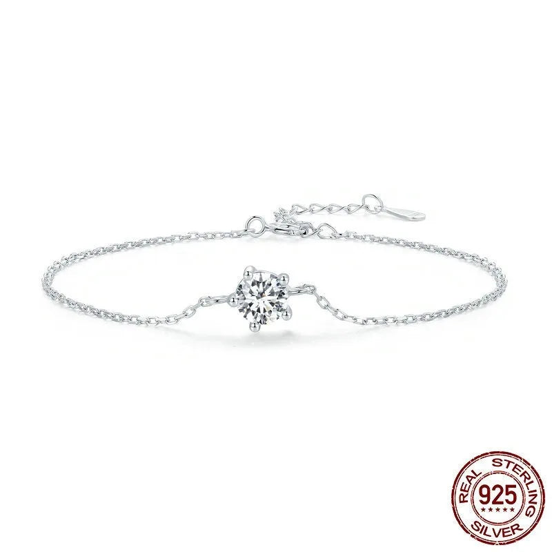Rhyme S925 silver shining diamond bracelet for women round diamonds electroplated finish large or small size