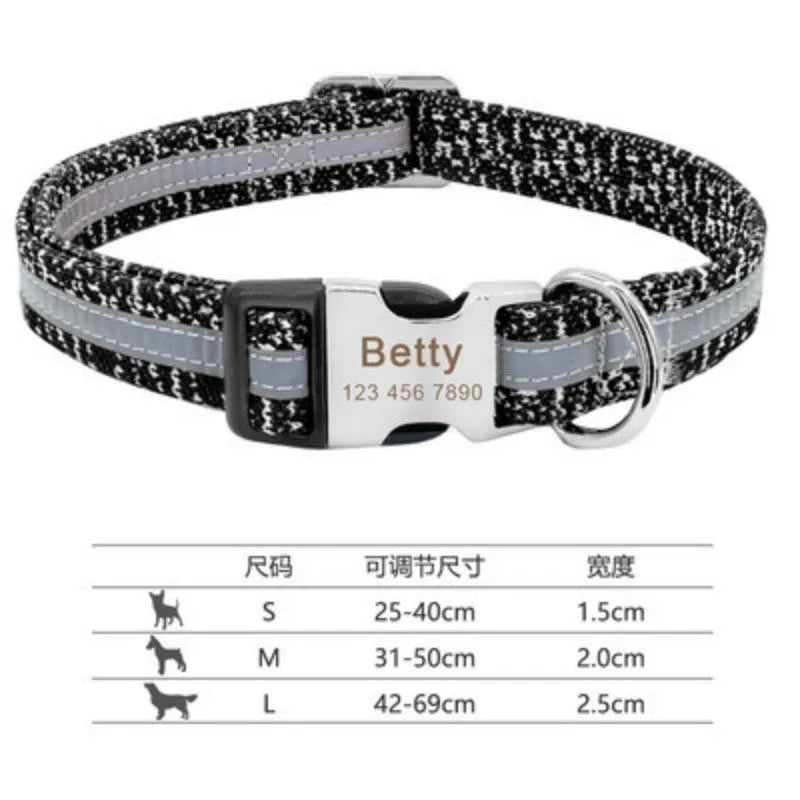 Adjustable dog collar with metal buckle in black, green or rose red
