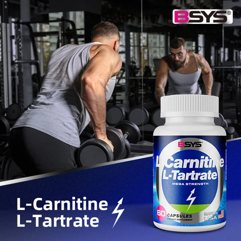 BSYS L-Carnitine L-Tartrate 60 capsules bottle dietary supplement for energy metabolism and exercise recovery