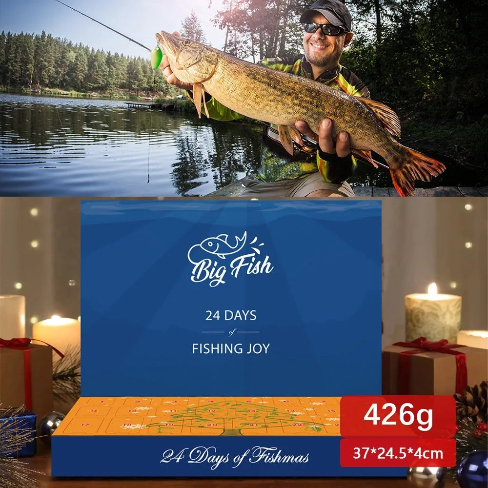 Blind box fishing gear Christmas gift set of 24 metal pieces in assorted colours