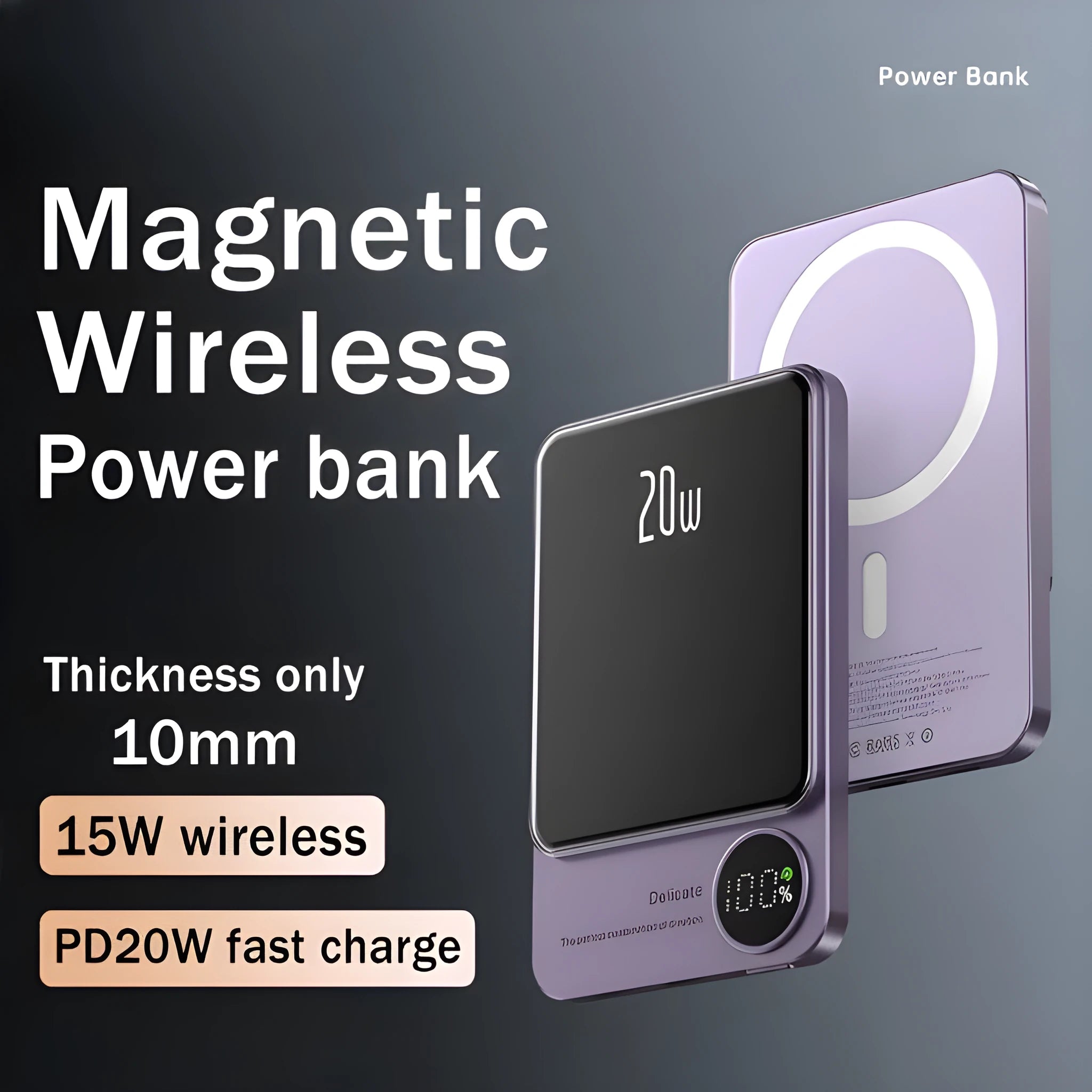 Magsafe magnetic power bank for iPhone 14 in aluminium alloy case