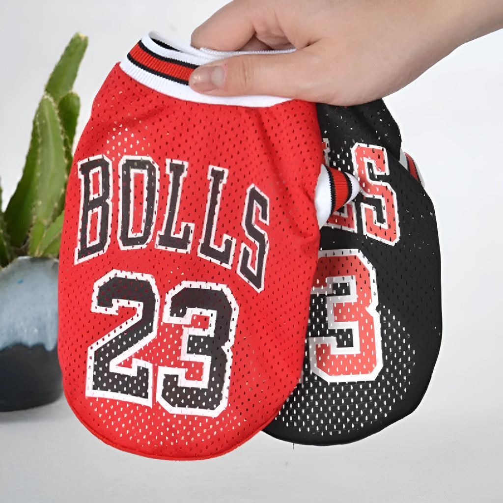 Black and red dog sweatshirt vest for small to large dogs on a white background.