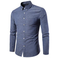 Men's slim fit long sleeve plain dress shirt in white, made from lightweight vinylon fabric