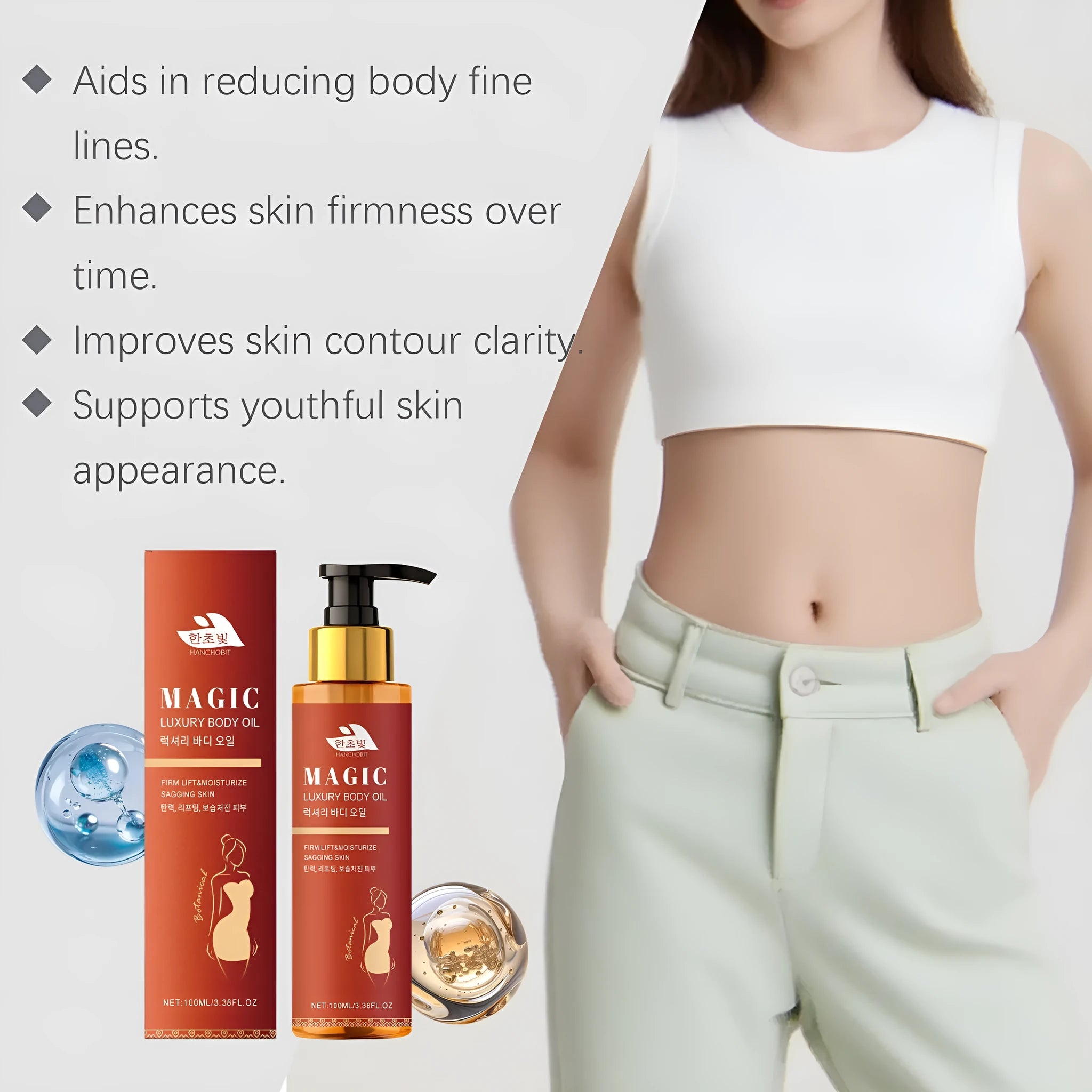 Body firming moisturizer in 100ml bottle with rose extract and vitamin E