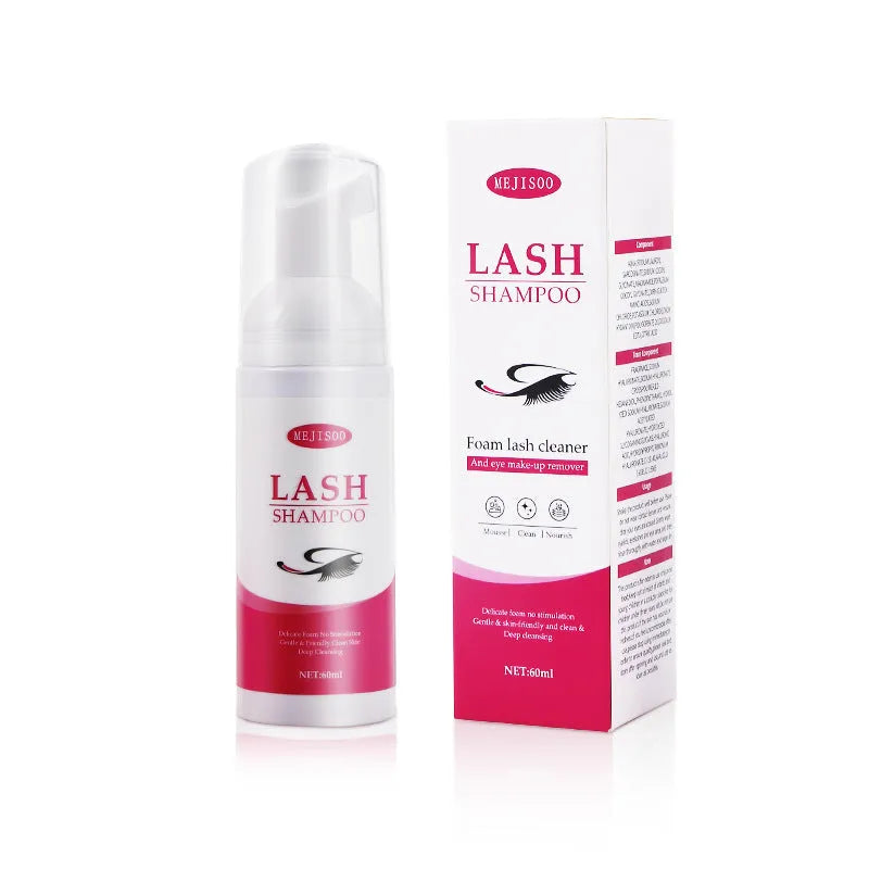 60ml bottle of lash shampoo mousse eyelash cleaning solution, 13.5cm tall.
