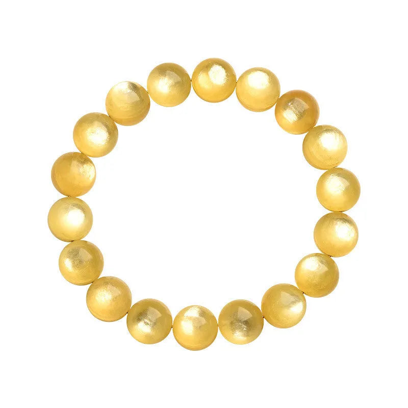 Handmade yellow lepidolite mica bead bracelet with geometric shapes and polished finish