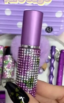 Decorative glass perfume atomiser in gift box – refillable spray bottle available in 48 colour options including gold, pink, blue and leopard print