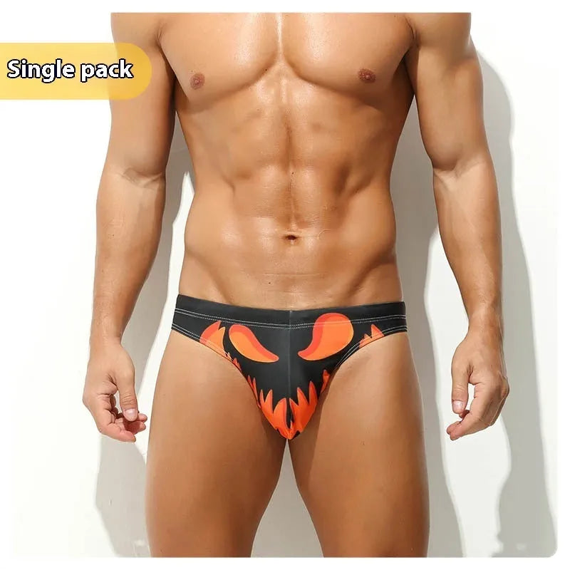Men's digital printed low waisted polyester shorts in quick-drying breathable fabric
