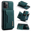 Magnetic multi function card holder phone case for iPhone in black, PU wallet style with split card slot