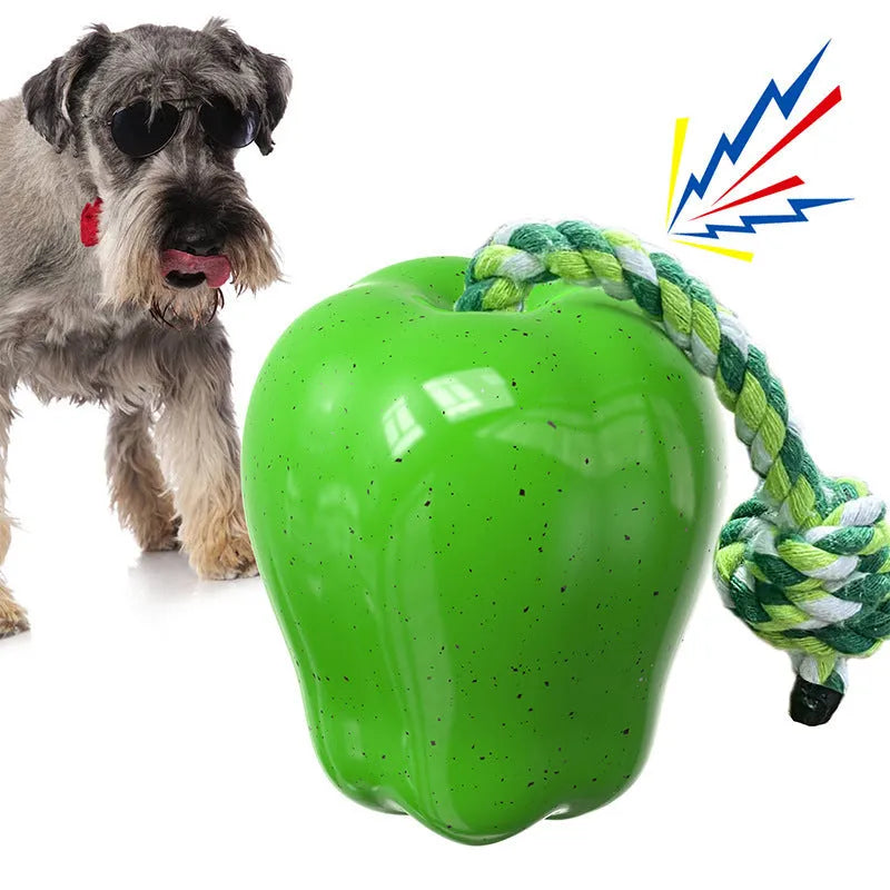 Plastic pet food dropping ball dog molar toy in green and red colour options