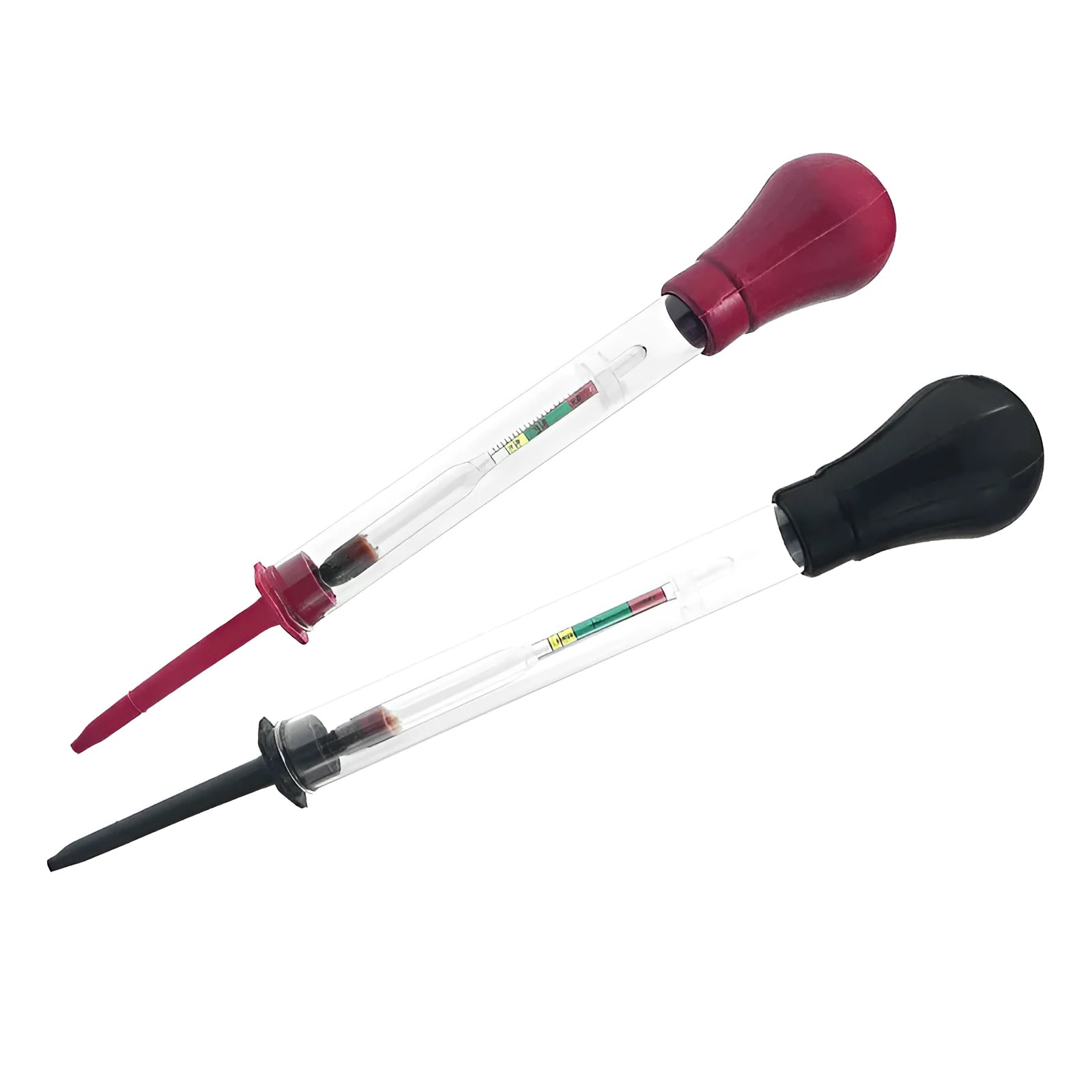 Glass electrohydraulic hydrometer for battery electrolyte density testing with suction mechanism