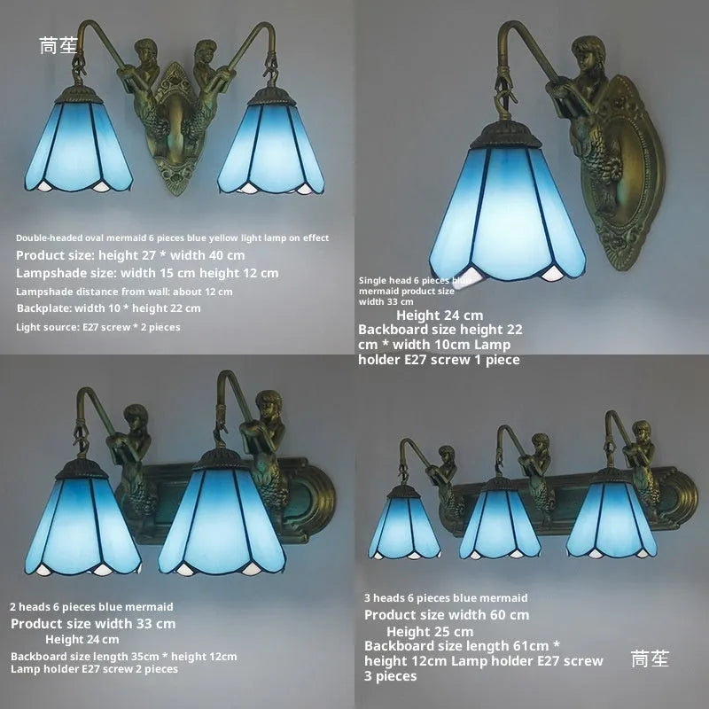 Oval mermaid 6 white bathroom mirror headlight lamp with LED compatibility and wall mount