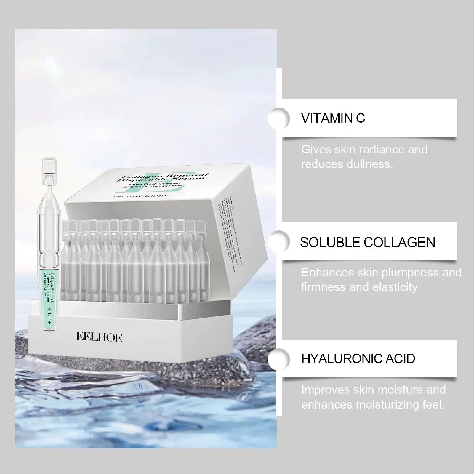 Disposable nursing solution pack with 30 individual sachets, 36ml total, 9x8.5x10.2cm dimensions