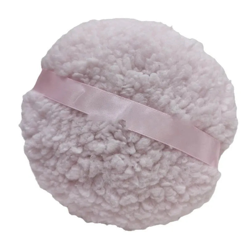 Oversized rectangular plush powder puff for makeup in white, pink, or skin colour