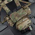 Tactical chest hanging vest in camouflage with quick pull sleeve, MK4 expansion mount, CP and black CP colours, 38 x 60 x 3cm