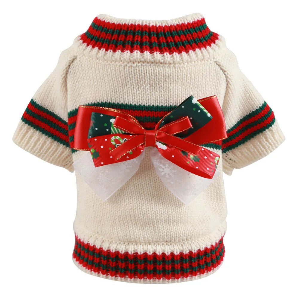 Red Christmas dog jumper with 'Merry Christmas' text on a small dog