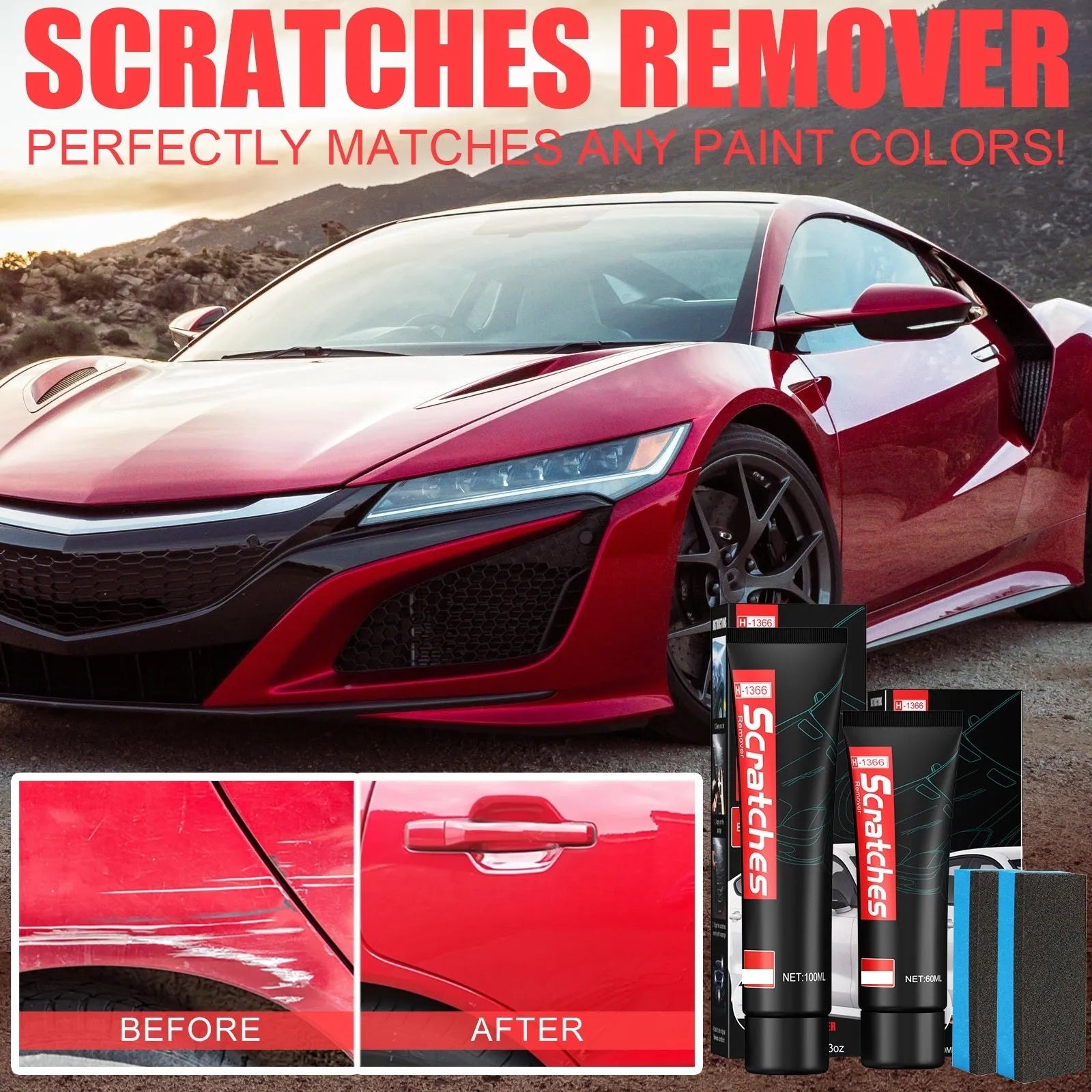 Automotive scratch repair cream tube for paint cleaning and scratch removal