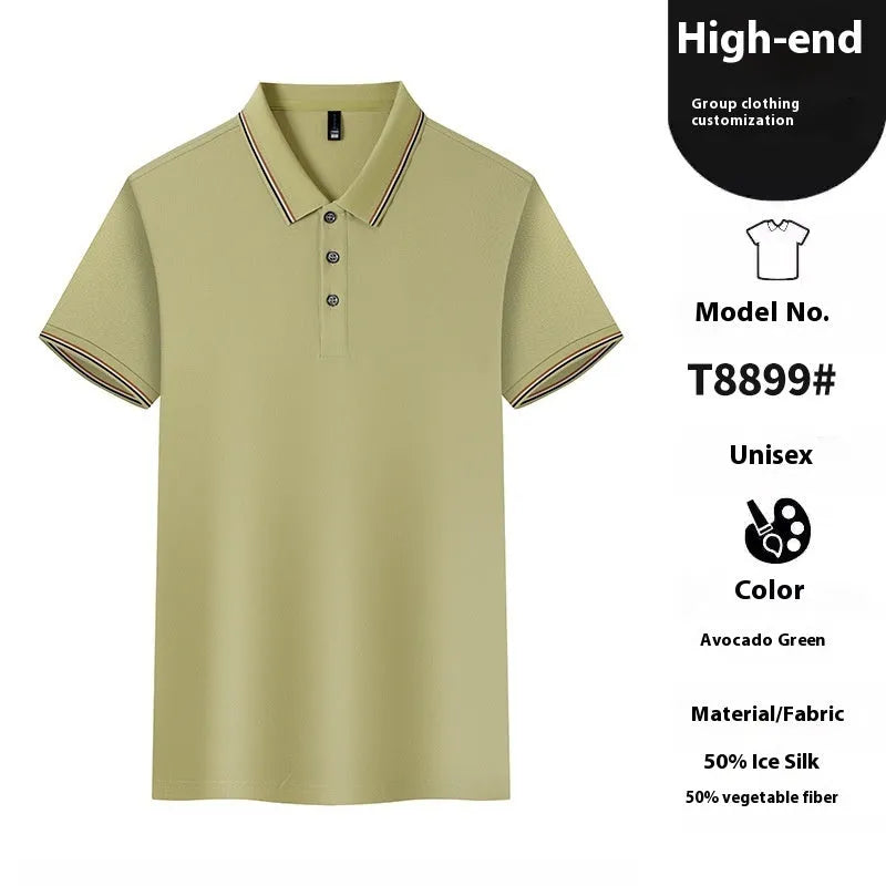Ice silk polo shirt in solid colours with copper ammonia fibre fabric for work and leisure