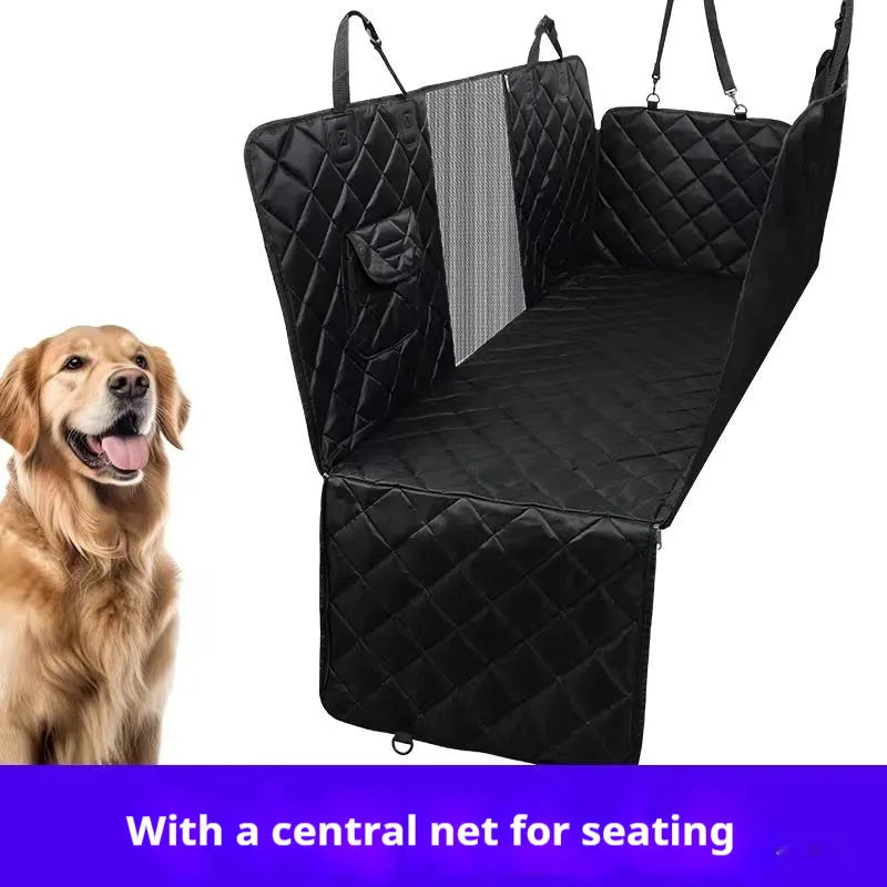 Cloth pet car mat for dogs on a vehicle seat, shown in black and grey colour options.