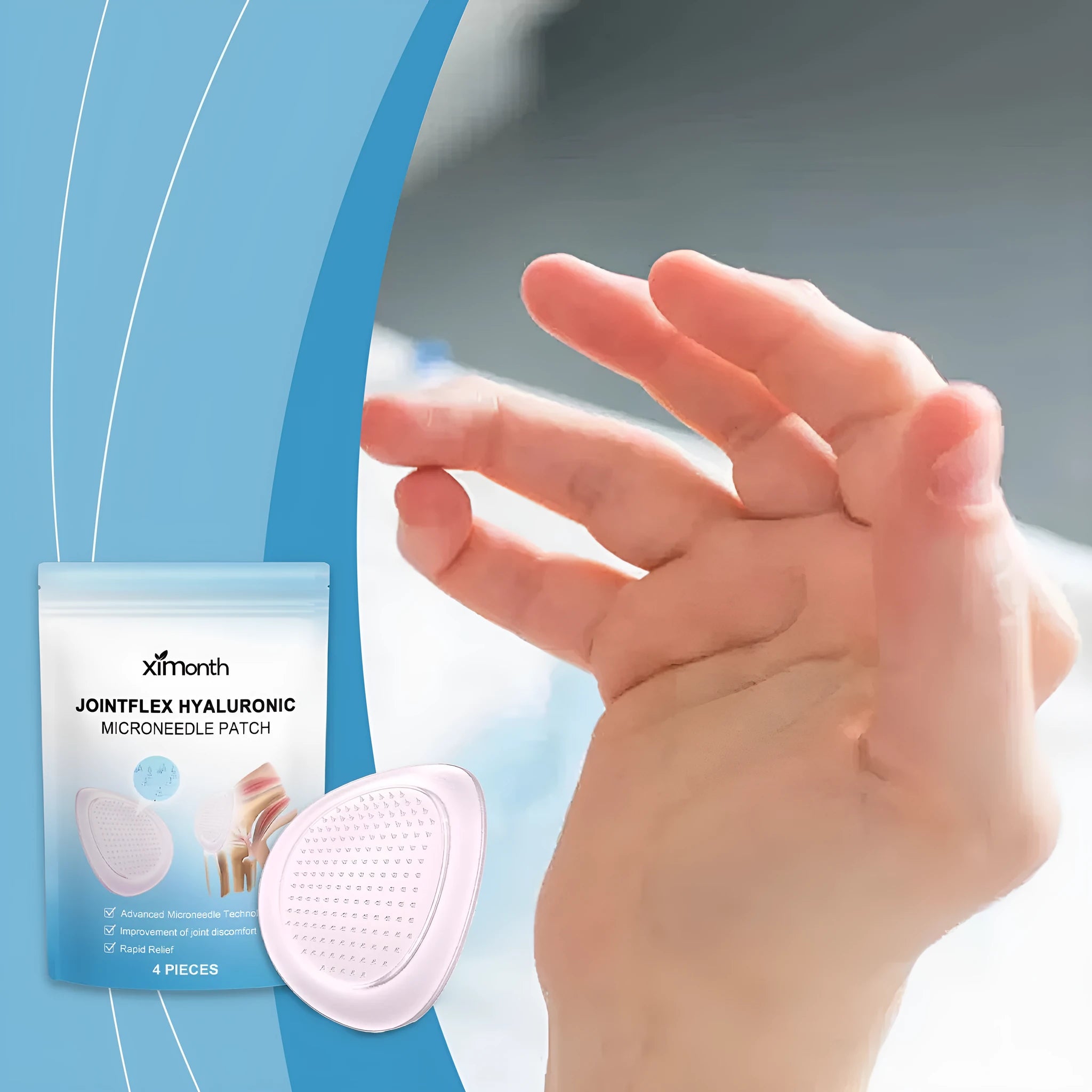 Sealed box of 4 Curcumin Joint Microneedle Patches for external body care