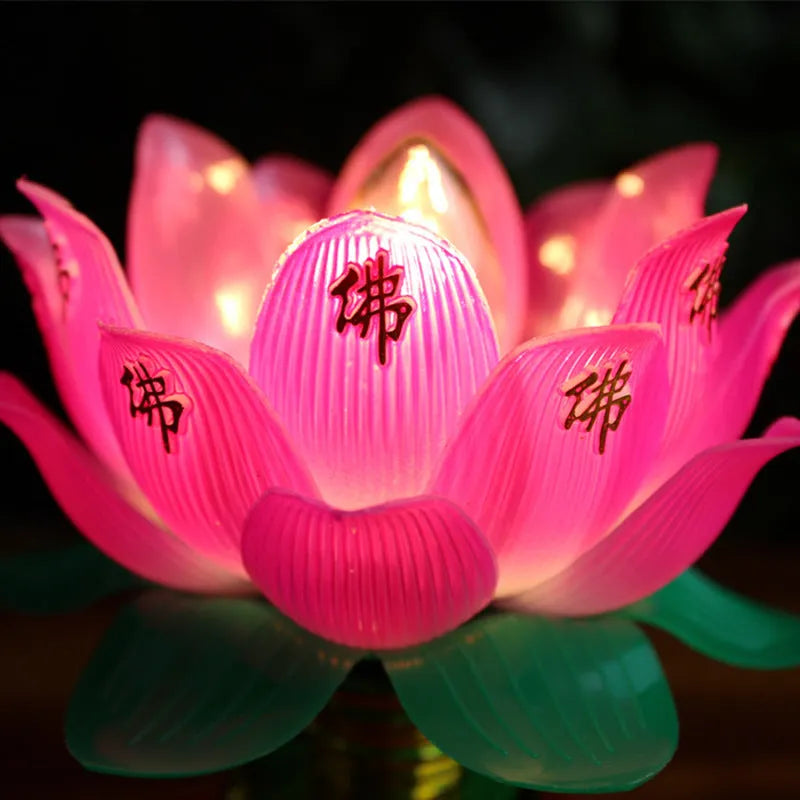 Buddha Light plug-in worship lamp with lotus design and colourful illumination